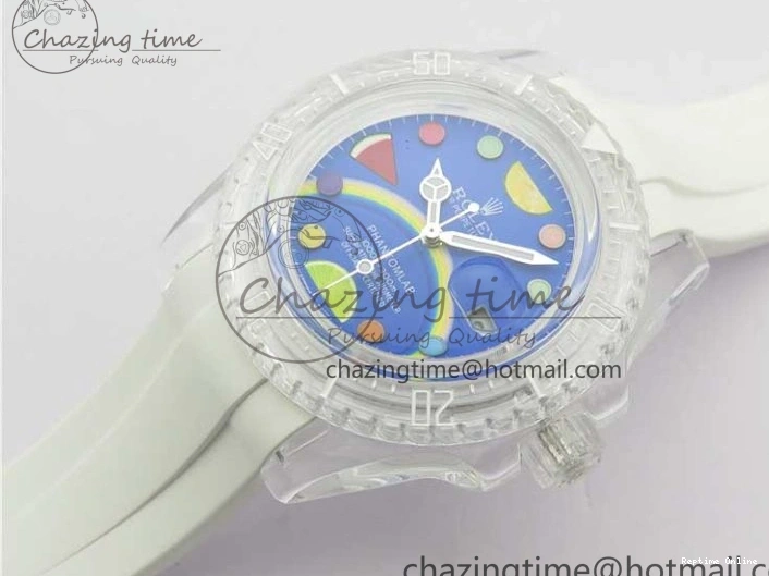 1219 Submariner Phantomlab Transparent KZF Best Edition Blue Fruit Dial on White Rubber Strap VR Classic 2563